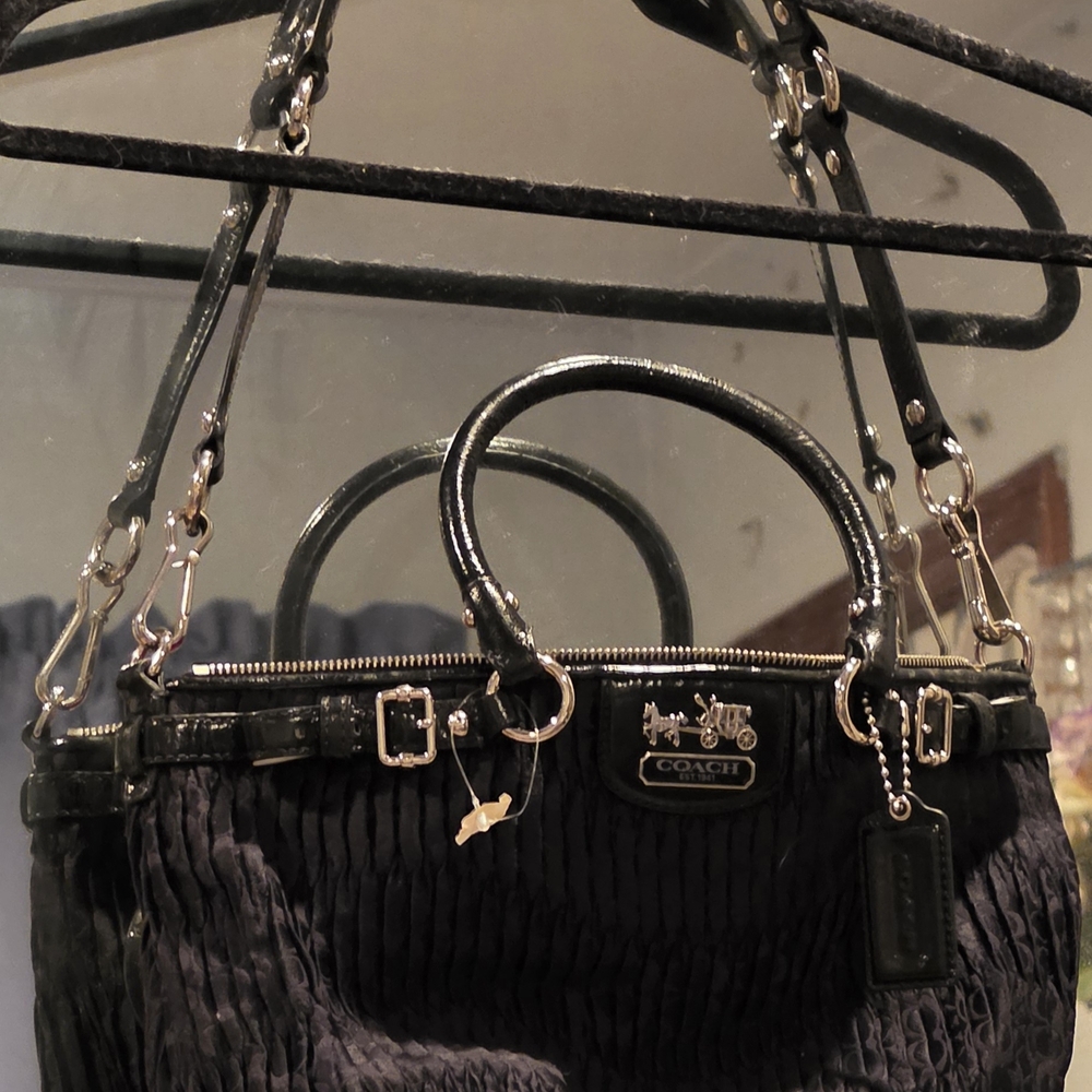 Coach Black Quilted Satchel with Polished Hardware